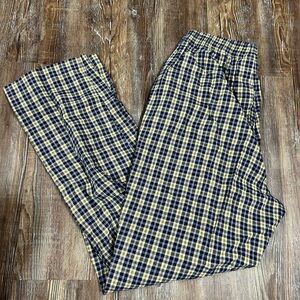 Vintage 90s Jantzen yellow + blue plaid preppy pants